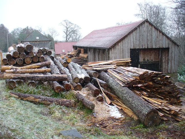 Local sawmill processing logs for the firewood industry